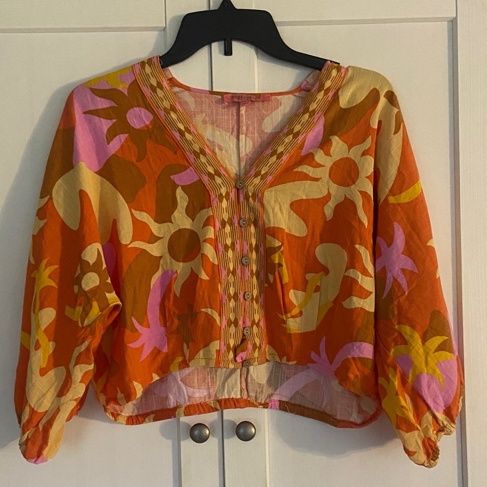 Rose+Olive colorful crop top - Picture 2 of 8